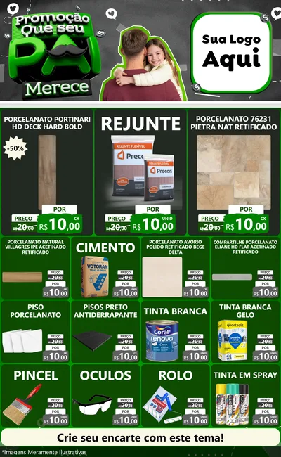 Modelo de Encarte para Encarte Grande com o tema Promoção Que seu Pai Merece para Pisos e revestimentos