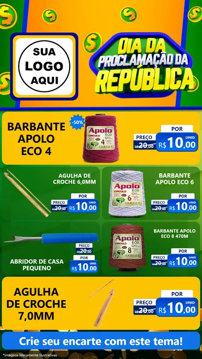 Modelo de TV para TV Vertical com o tema Dia Da Proclamação da República para Armarinho e Aviamentos
