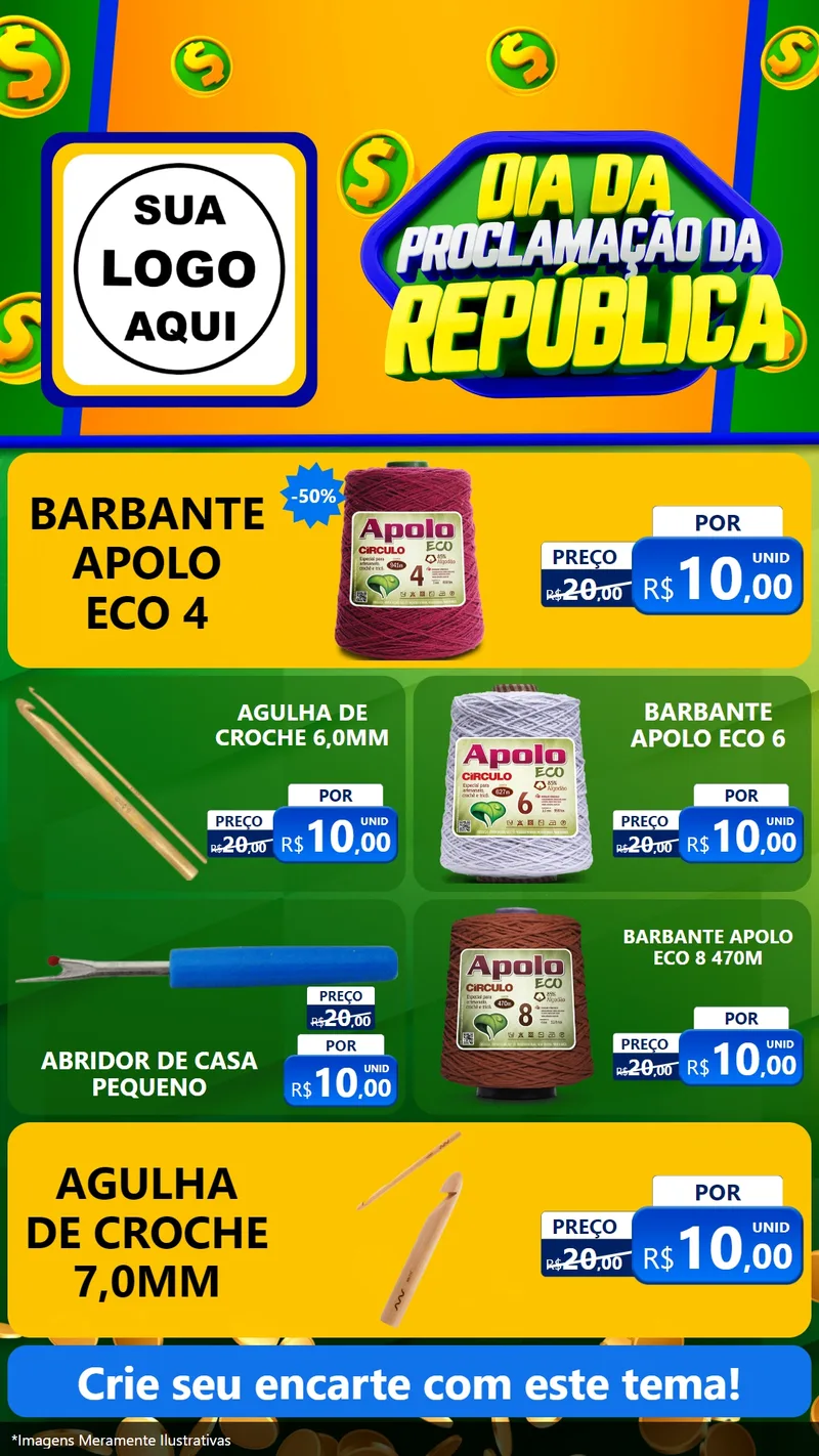 Modelo de TV para TV Vertical com o tema Dia Da Proclamação da República para Armarinho e Aviamentos