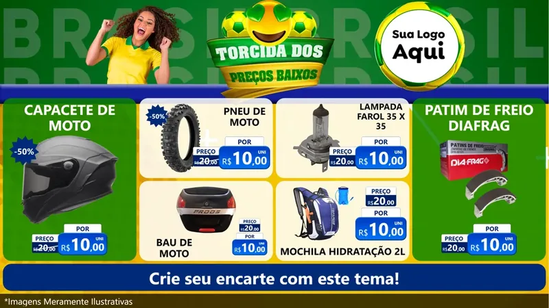 Modelo de TV para TV Horizontal com o tema Torcida dos Preços Baixos - Copa para Moto peças