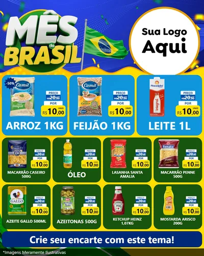 Modelo de Rede Social para Feed Instagram com o tema Mês do Brasil para Supermercado