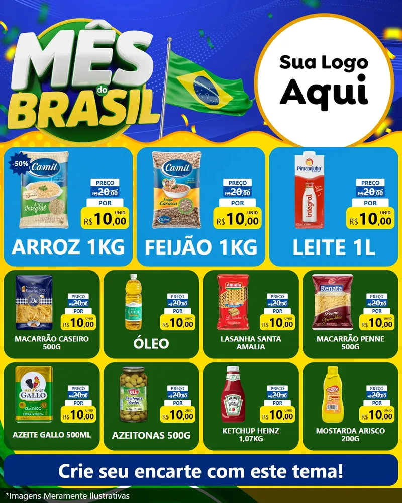 Modelo de Rede Social para Feed Instagram com o tema Mês do Brasil para Supermercado