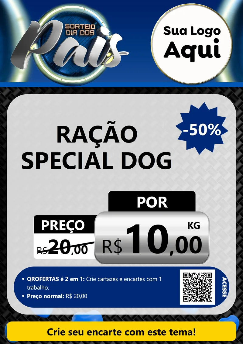 Modelo de Cartaz para Cartaz A4 Vertical com o tema Sorteio Dia Dos Pais para Pet Shop