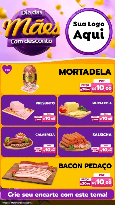 Modelo de TV para TV Vertical com o tema Dia das Mães com Desconto para Frios e Laticínios