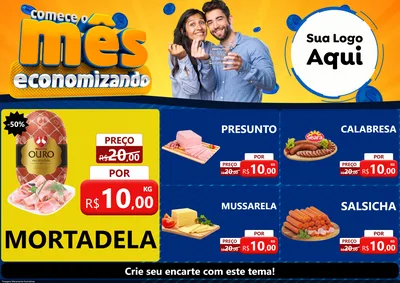 Modelo de Encarte para Encarte A4 Horizontal com o tema Comece O Mês Economizando para Frios e Laticínios