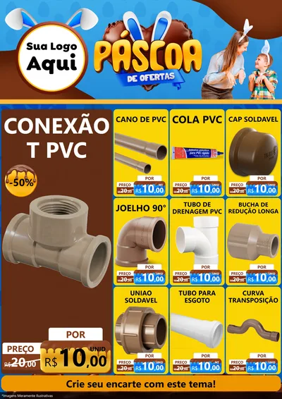 Modelo de Encarte para Encarte A4 Vertical com o tema Páscoa de Ofertas para Tubos e conexões