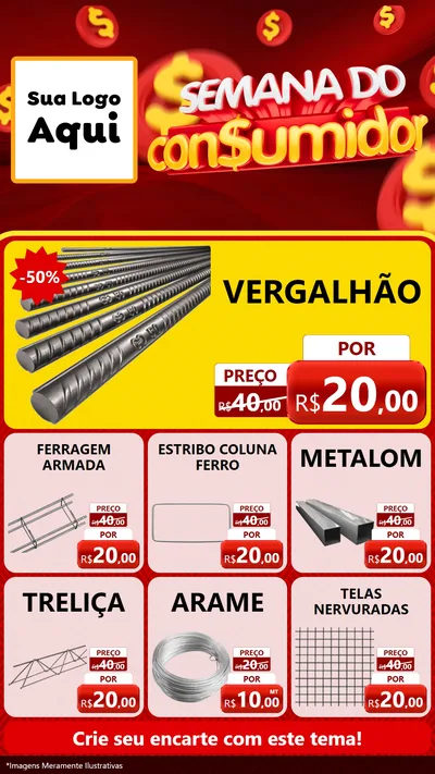 Modelo de Rede Social para Stories com o tema Semana do Consumidor para Ferragens
