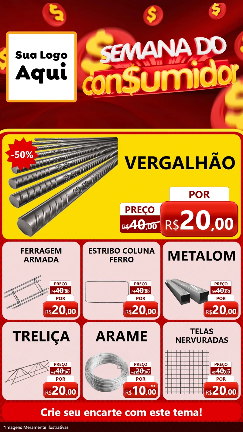 Modelo de Rede Social para Stories com o tema Semana do Consumidor para Ferragens