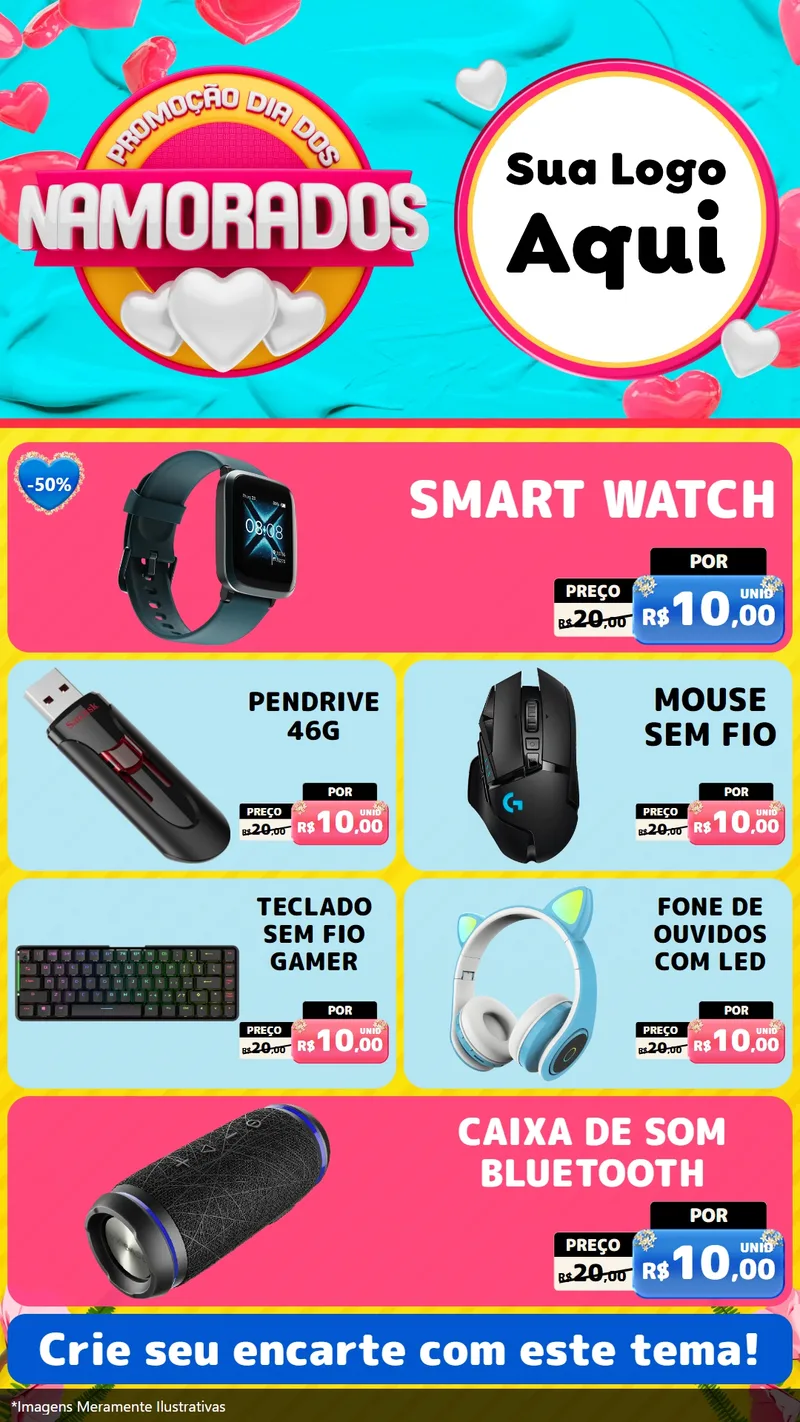 Modelo de TV para TV Vertical com o tema Promoção Dia dos Namorados para Informática