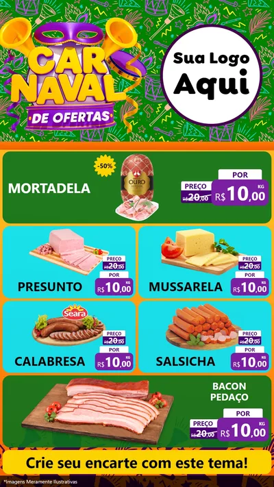 Modelo de TV para TV Vertical com o tema Carnaval de Ofertas para Frios e Laticínios