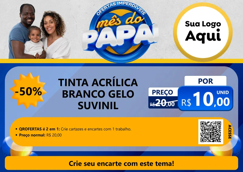 Modelo de Cartaz para Cartaz A4 Horizontal com o tema Ofertas Imperdíveis Mês Do Papai para Tintas e Ferramentas