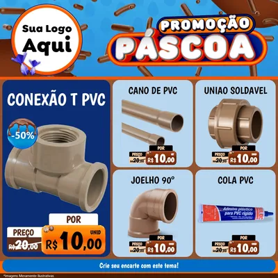 Modelo de Rede Social para Feed Facebook com o tema Promoção Páscoa para Tubos e conexões