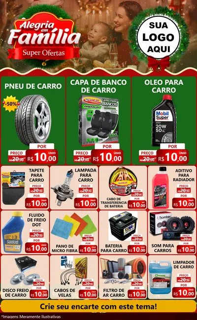 Modelo de Encarte para Encarte Grande com o tema Alegria Em Família - Super Ofertas para Auto peças