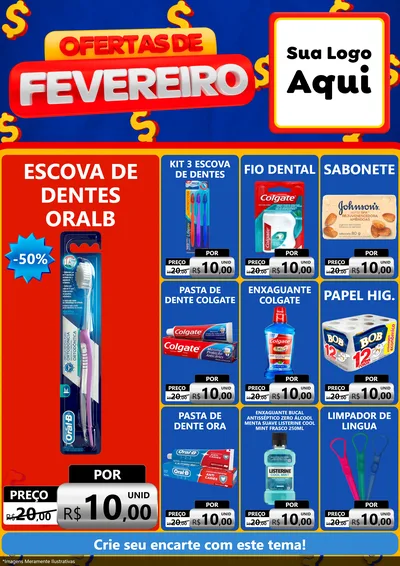 Modelo de Encarte para Encarte A4 Vertical com o tema Ofertas de Fevereiro para Higiene Pessoal