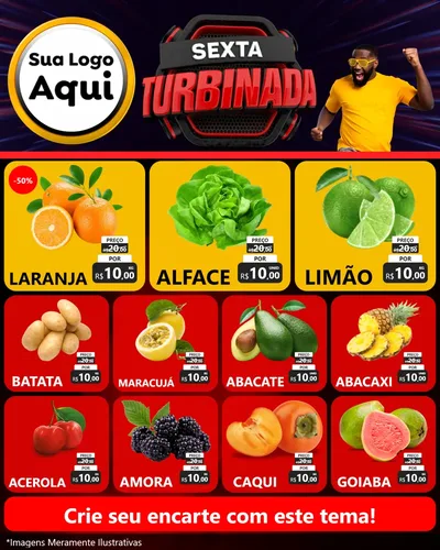 Modelo de Rede Social para Feed Instagram com o tema Sexta Turbinada para Hortifrúti