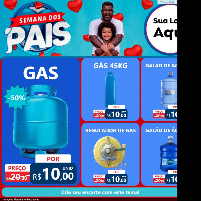 Modelo de Rede Social para Feed Facebook com o tema Semana Dos Pais para Água e gás