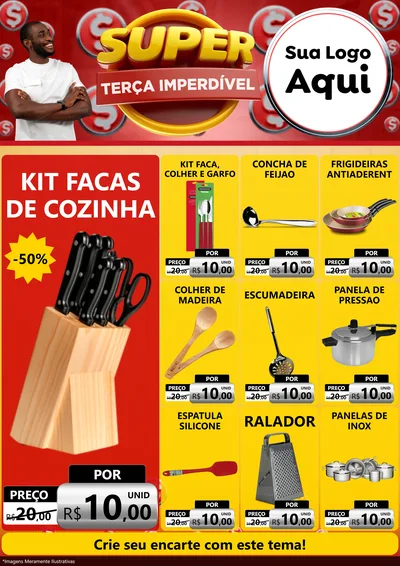 Modelo de Encarte para Encarte A4 Vertical com o tema Super Terça Imperdível para Utilidades Domésticas