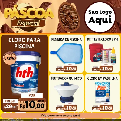 Modelo de Rede Social para Feed Facebook com o tema Páscoa Especial para Produtos para Piscina