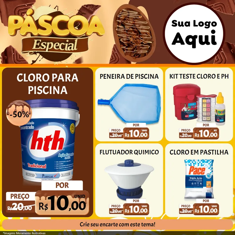 Modelo de Rede Social para Feed Facebook com o tema Páscoa Especial para Produtos para Piscina