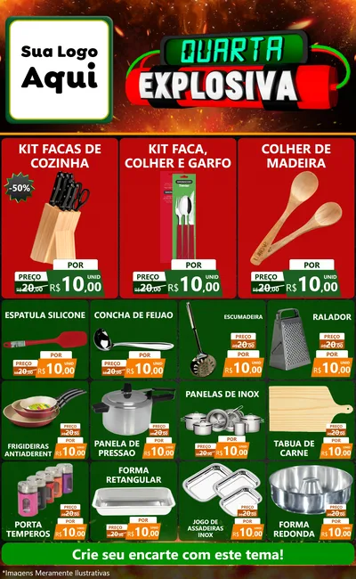 Modelo de Encarte para Encarte Grande com o tema Quarta Explosiva para Utilidades Domésticas