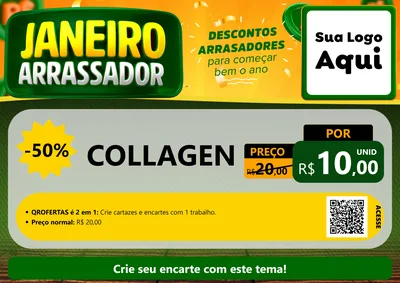 Modelo de Cartaz para Cartaz A4 Horizontal com o tema Janeiro Arrasador para Suplementos alimentares