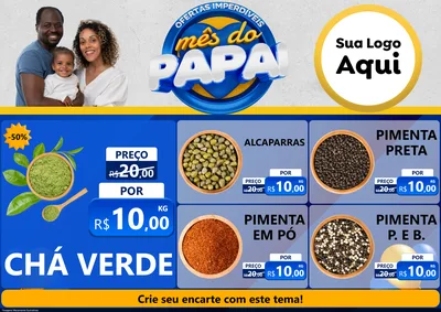 Modelo de Encarte para Encarte A4 Horizontal com o tema Ofertas Imperdíveis Mês Do Papai para Produtos Naturais