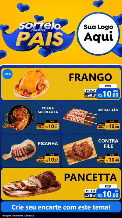 Modelo de TV para TV Vertical com o tema Sorteio Dia dos Pais para Assados