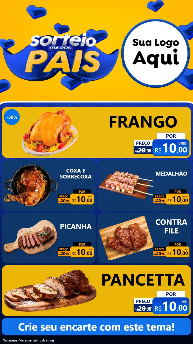 Modelo de TV para TV Vertical com o tema Sorteio Dia dos Pais para Assados