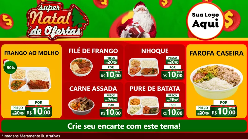 Modelo de TV para TV Horizontal com o tema Super Natal de Ofertas para Restaurante