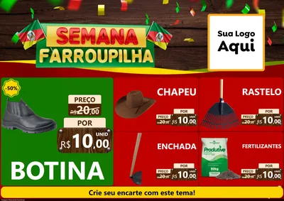 Modelo de Encarte para Encarte A4 Horizontal com o tema Semana Farroupilha para Agropecuária