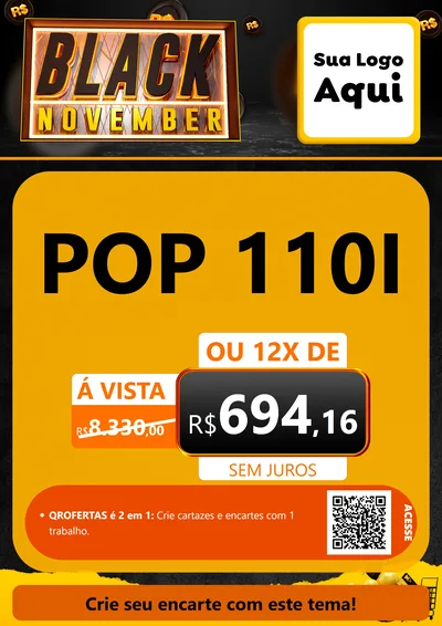 Modelo de Cartaz para Cartaz A4 Vertical com o tema Black November para Concessionaria de Motos