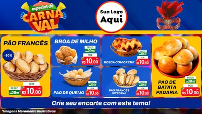 Modelo de TV para TV Horizontal com o tema Especial de Carnaval para Padaria