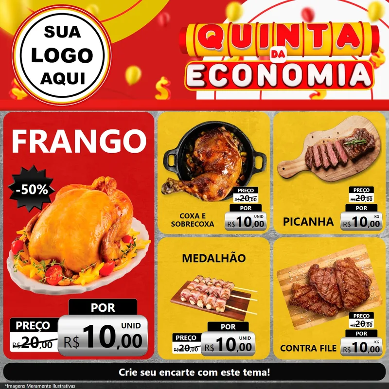 Modelo de Rede Social para Feed Facebook com o tema Quinta da Economia para Assados