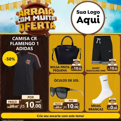 Modelo de Rede Social para Feed Facebook com o tema Ofertas de São João - Junina para Roupas e acessórios