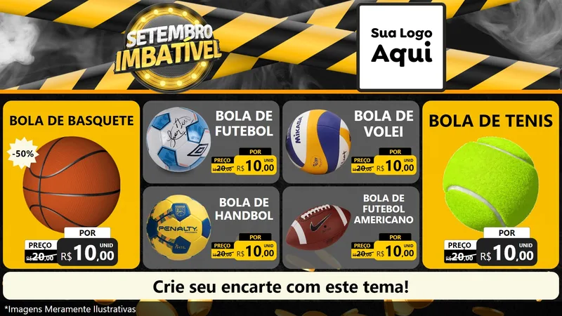 Modelo de TV para TV Horizontal com o tema Setembro Imbatível para Artigos Esportivos