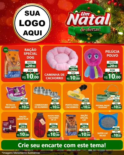 Modelo de Rede Social para Feed Instagram com o tema Um Natal de Ofertas para Pet Shop