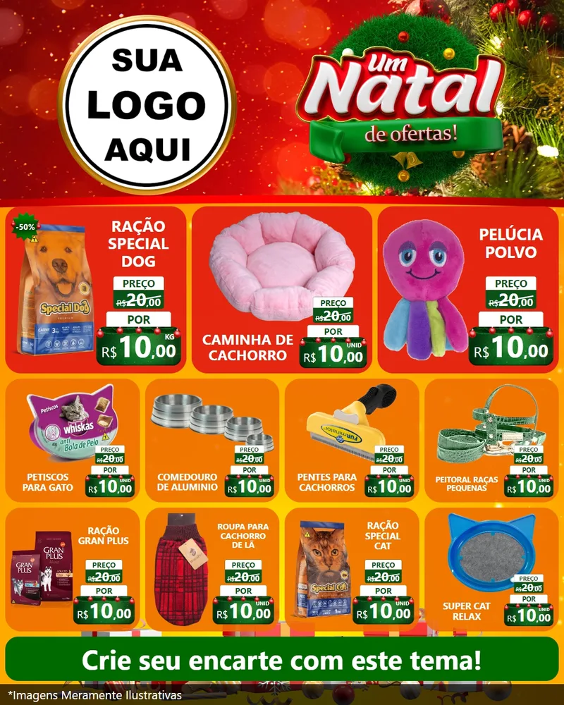 Modelo de Rede Social para Feed Instagram com o tema Um Natal de Ofertas para Pet Shop