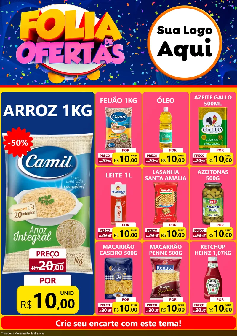 Modelo de Encarte para Encarte A4 Vertical com o tema Folia de Ofertas para Supermercado