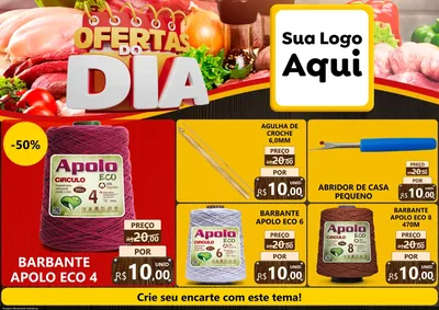 Modelo de Encarte para Encarte A4 Horizontal com o tema Ofertas do Dia para Armarinho e Aviamentos