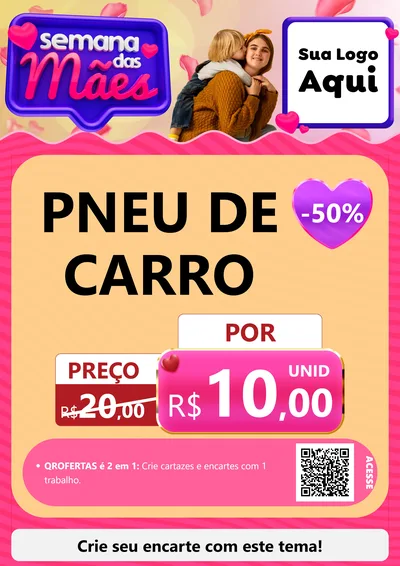 Modelo de Cartaz para Cartaz A4 Vertical com o tema Semana das Mães para Auto peças