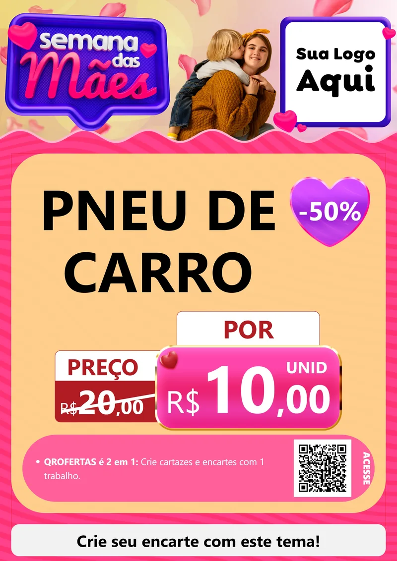 Modelo de Cartaz para Cartaz A4 Vertical com o tema Semana das Mães para Auto peças