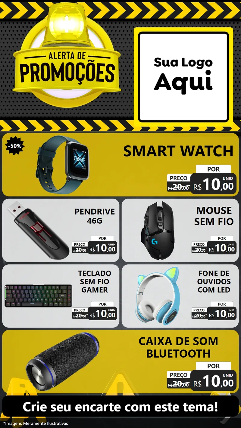 Modelo de TV para TV Vertical com o tema Alerta de Promoções para Informática
