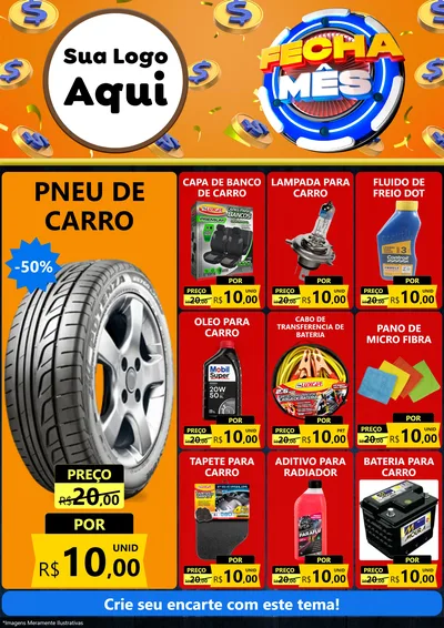 Modelo de Encarte para Encarte A4 Vertical com o tema Fecha Mês para Auto peças