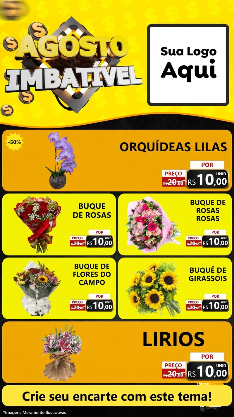 Modelo de TV para TV Vertical com o tema Agosto Imbatível para Floricultura e jardim