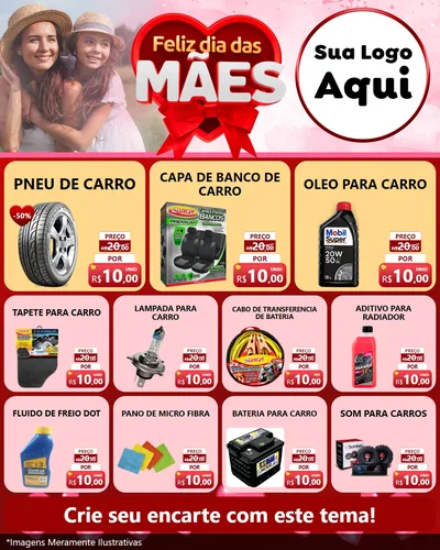 Modelo de Rede Social para Feed Instagram com o tema Feliz Dia Das Mães para Auto peças