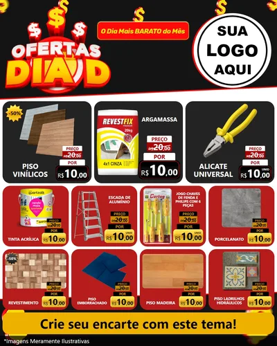 Modelo de Rede Social para Feed Instagram com o tema Ofertas Dia D para Material para Construção