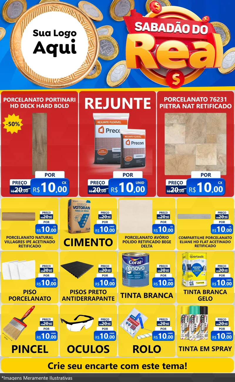 Modelo de Encarte para Encarte Grande com o tema Sabadão do Real para Pisos e revestimentos