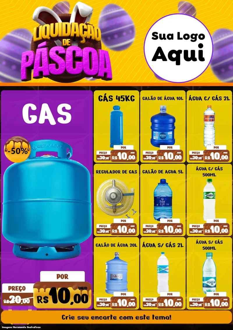 Modelo de Encarte para Encarte A4 Vertical com o tema Liquidação de Páscoa para Água e gás