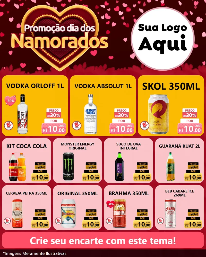 Modelo de Rede Social para Feed Instagram com o tema Promoção Dia Dos Namorados para Distribuidora de bebidas