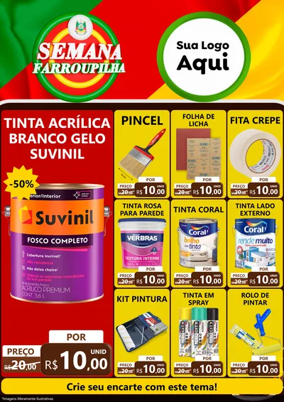 Modelo de Encarte para Encarte A4 Vertical com o tema Semana Farroupilha para Tintas e Ferramentas